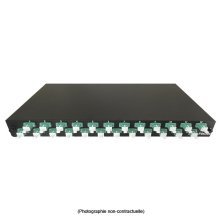 Tiroir optique coulissant métal DELPHI 1U – 2 Cassettes – 12 Raccords LC Duplex et 24 Pigtails LC - Fibre monomode G652D